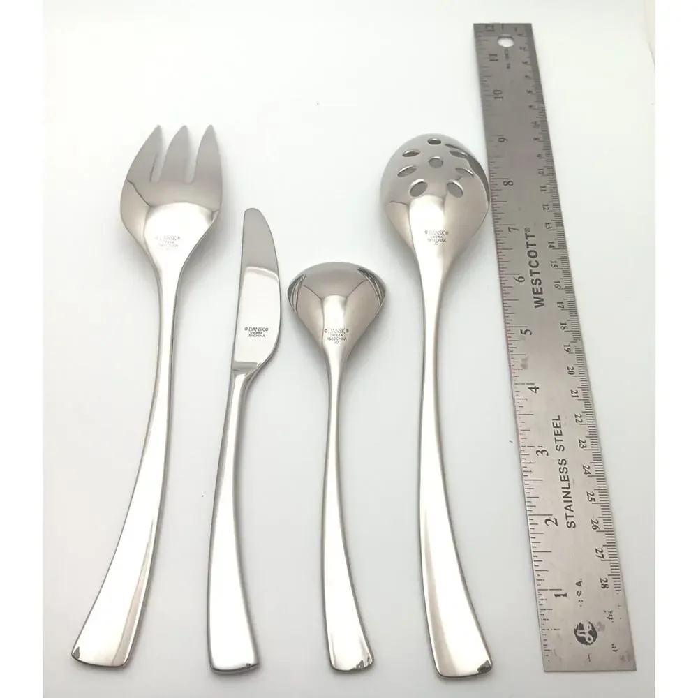 Dansk Umbra 4 Piece Server Hostess Set 18/10 Stainless Glossy Flatware China